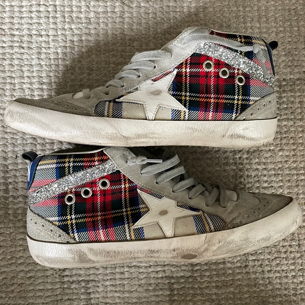 Mid-star Golden Goose with plaid and glitter!